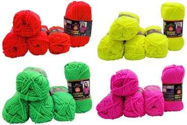 500 Gramm Himalaya Everyday Antipilling Big Neon Strickgarn uni, 5 x 100 Gramm Strickwolle einfarbig mit Anti-Pilling Effekt